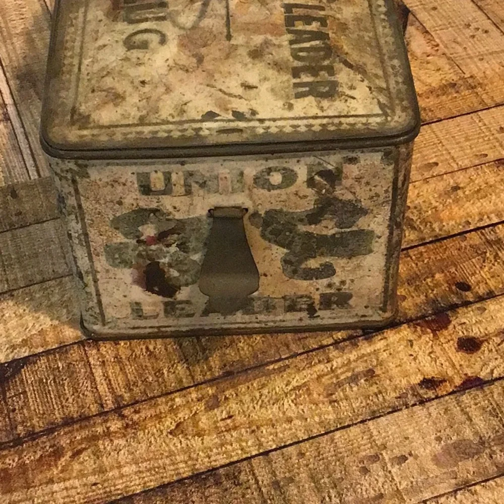 Union Leader cut plug chewing tobacco vintage tin Tobacciana - Picture 4 of 9